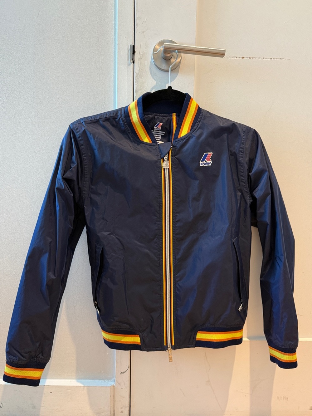 K-Way Kids Navy Raincoat with Yellow & Orange Trim
